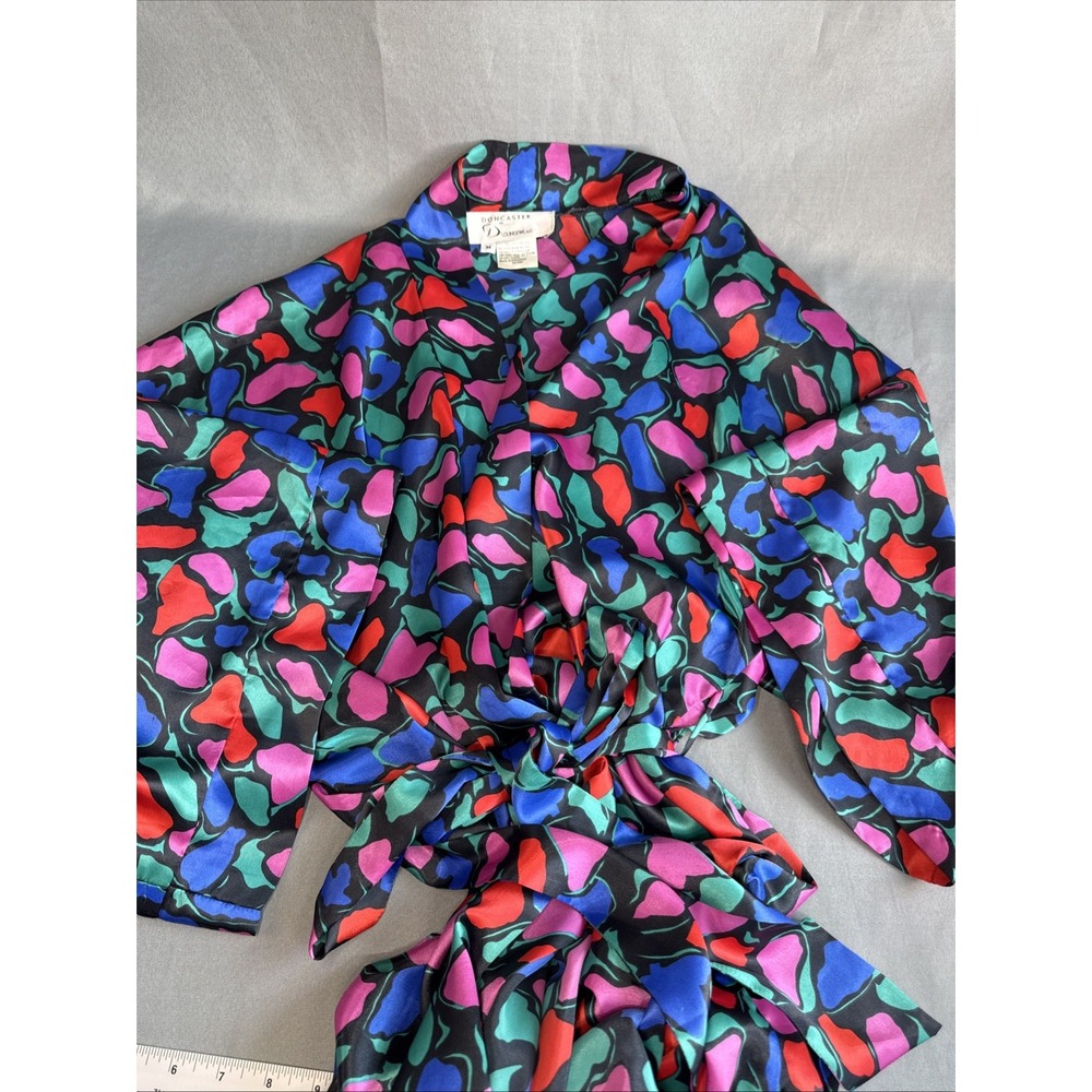 Vintage Doncaster Loungewear Floral Wrap Robe M Long With Tie Beautiful Colors!